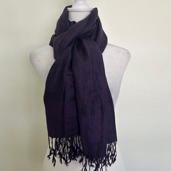Pashmina Scarf Shawl Silk Blend Purple Tassel Hem Winter Accessories - Picture 1 of 5